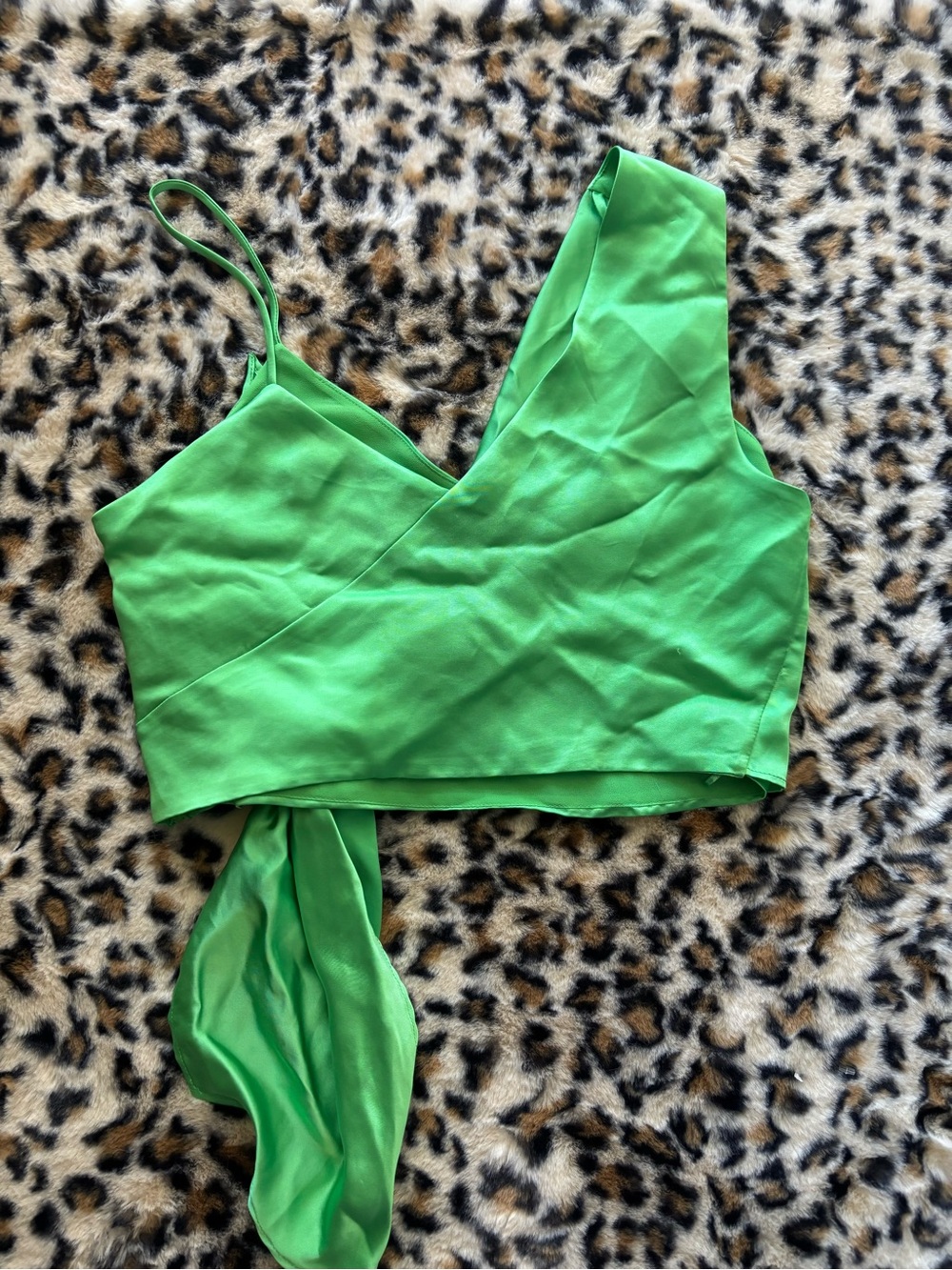Zara Green silk tie crop top - Picture 4 of 6